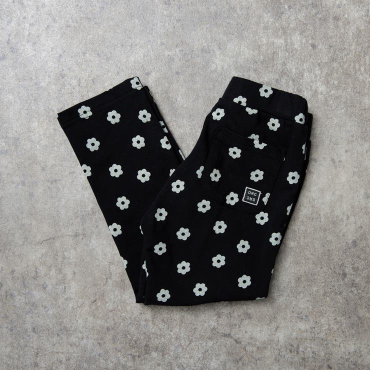91:花柄-ブラック | 【DRC/しっかりストレッチ】カットソーロングパンツ | ブランシェス