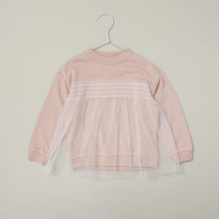 ピンク | 【WEB限定/DRC/やわらか薄手裏毛】チュールドッキングトレーナー | ブランシェス