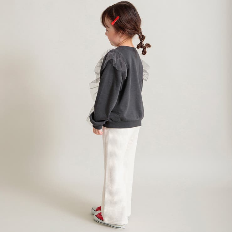 【WEB限定 DRC やわらか薄手裏毛】チュールフリル付トレーナー | ブランシェス | 詳細画像35 