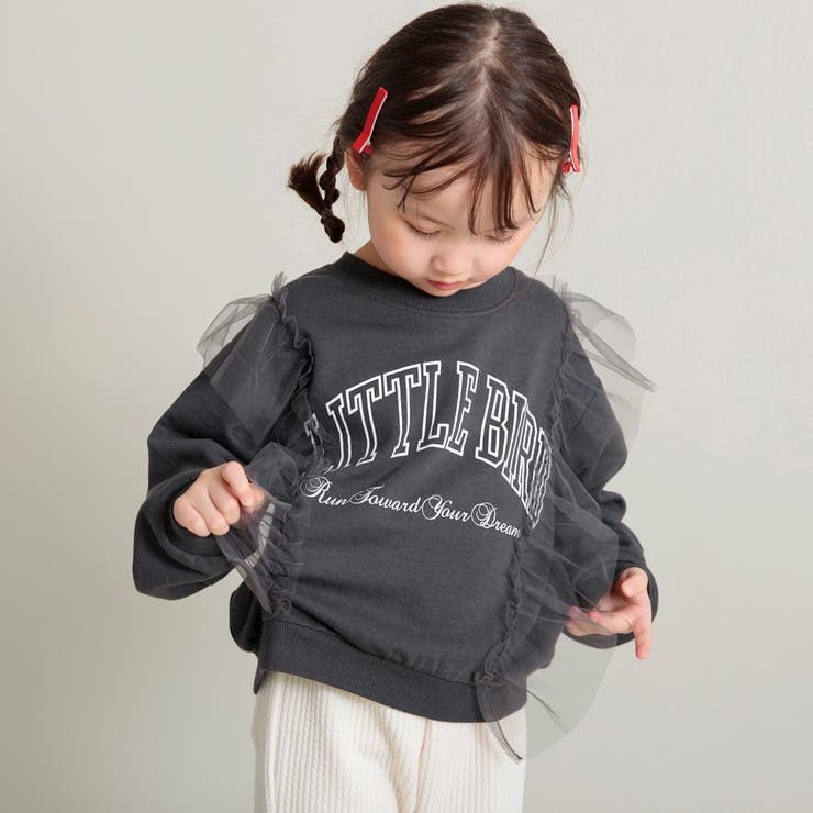 【WEB限定 DRC やわらか薄手裏毛】チュールフリル付トレーナー | ブランシェス | 詳細画像36 