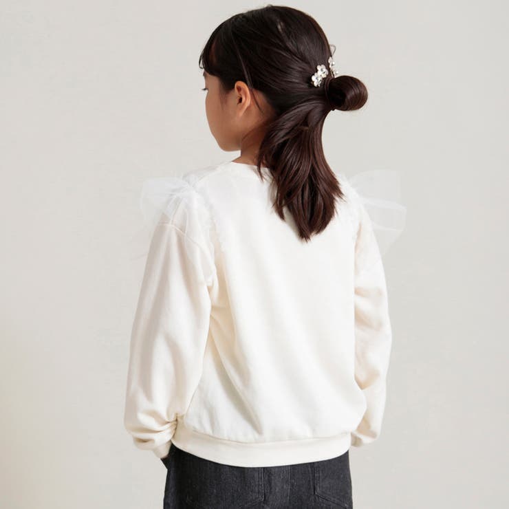 【WEB限定 DRC やわらか薄手裏毛】チュールフリル付トレーナー | ブランシェス | 詳細画像6 