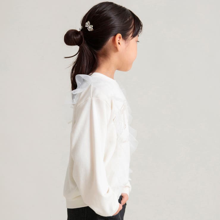 【WEB限定 DRC やわらか薄手裏毛】チュールフリル付トレーナー | ブランシェス | 詳細画像7 