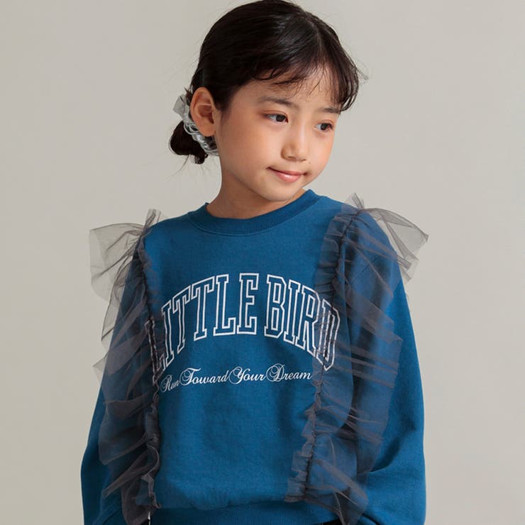 コバルトブルー | 【WEB限定 DRC やわらか薄手裏毛】チュールフリル付トレーナー | ブランシェス