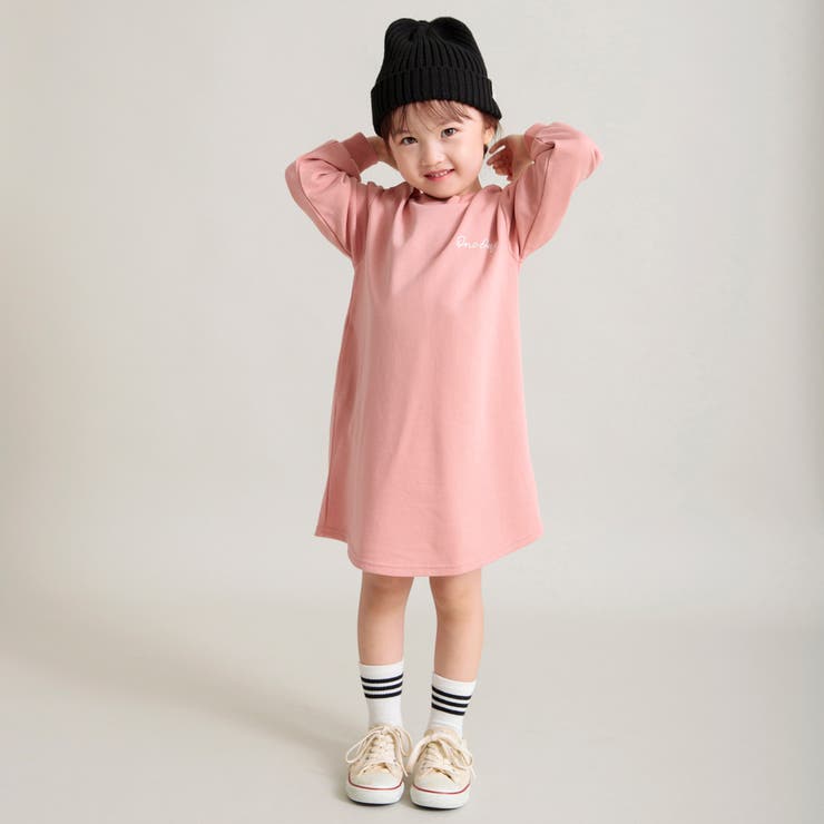 【DRC/やわらか薄手裏毛】ワンポイント刺繍長袖ワンピース | ブランシェス | 詳細画像4 