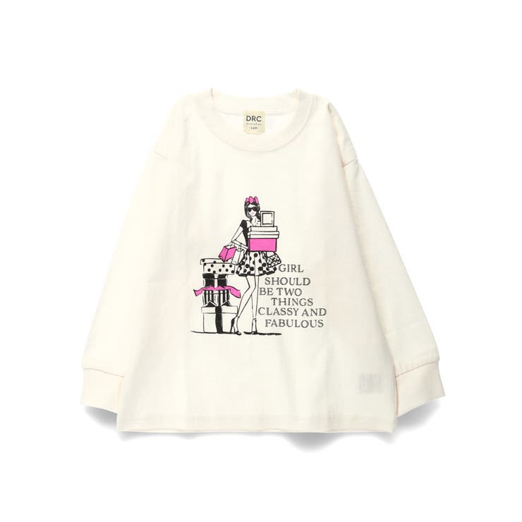 オフホワイト | ガールズアソートグラフィック長袖Tシャツ | ブランシェス