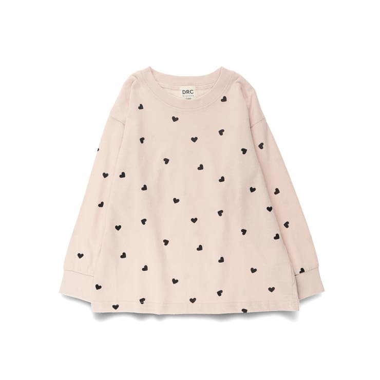 31:ハートドット_ピンク | ガールズアソートグラフィック長袖Tシャツ | ブランシェス