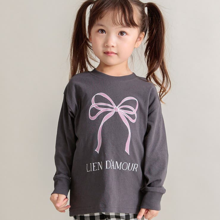 チャコールグレー | ガールズアソートグラフィック長袖Tシャツ | ブランシェス