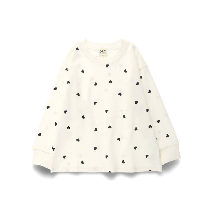 91:ハートドット_オフホワイト | ガールズアソートグラフィック長袖Tシャツ | ブランシェス