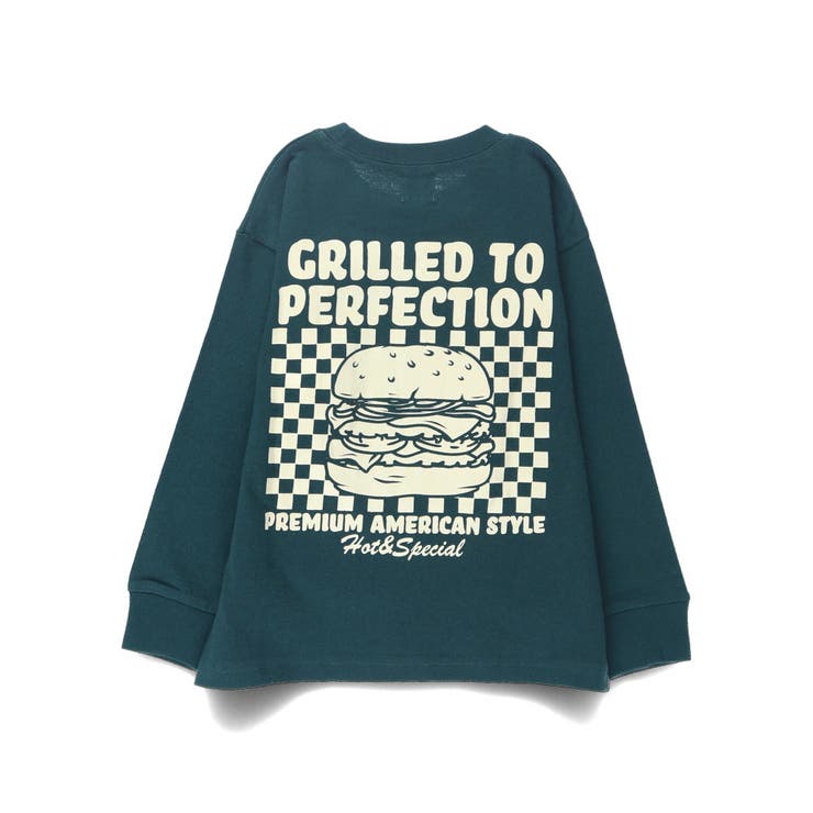 93:ハンバーガー_ダークグリーン | 【DRC/お肌に嬉しい綿100％】アソートグラフィック長袖Tシャツ | ブランシェス