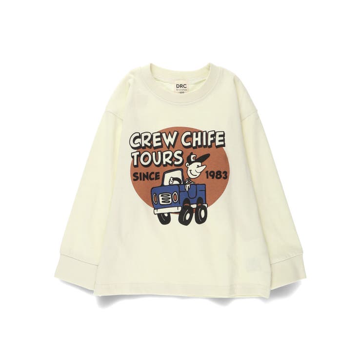 94:くるま_アイボリー | 【DRC/お肌に嬉しい綿100％】アソートグラフィック長袖Tシャツ | ブランシェス