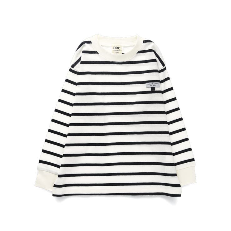 オフホワイト | 名札通しループ付きボーダー長袖Tシャツ 春 トップス | ブランシェス