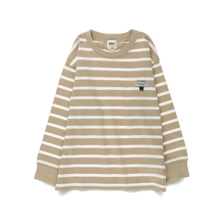 ブラウン | 名札通しループ付きボーダー長袖Tシャツ 春 トップス | ブランシェス