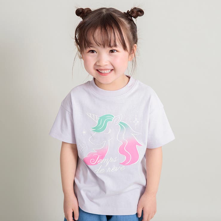 46:ユニコーン-ラベンダー | アソート グラフィック ガールズ半袖Tシャツ | ブランシェス