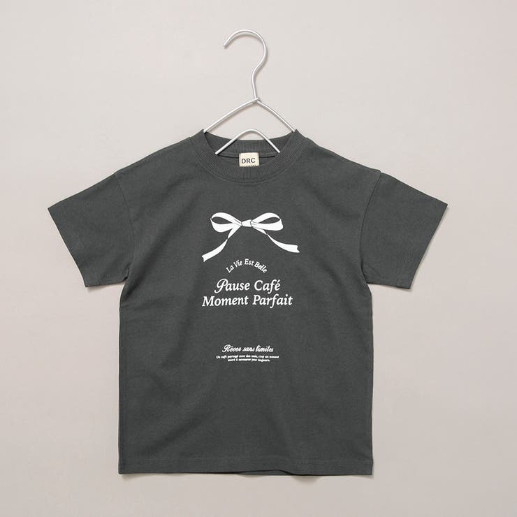 78:リボン-チャコールグレー | アソート グラフィック ガールズ半袖Tシャツ | ブランシェス