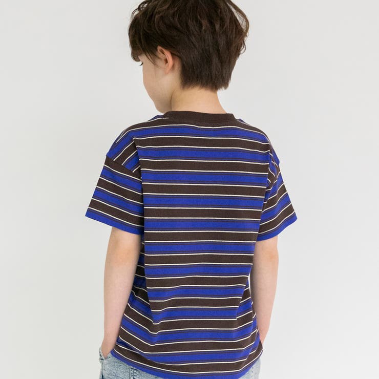 ブラウン | 【DRC/綿100％】マルチボーダー半袖Tシャツ/ボーダー/ミックス ボーダー | ブランシェス