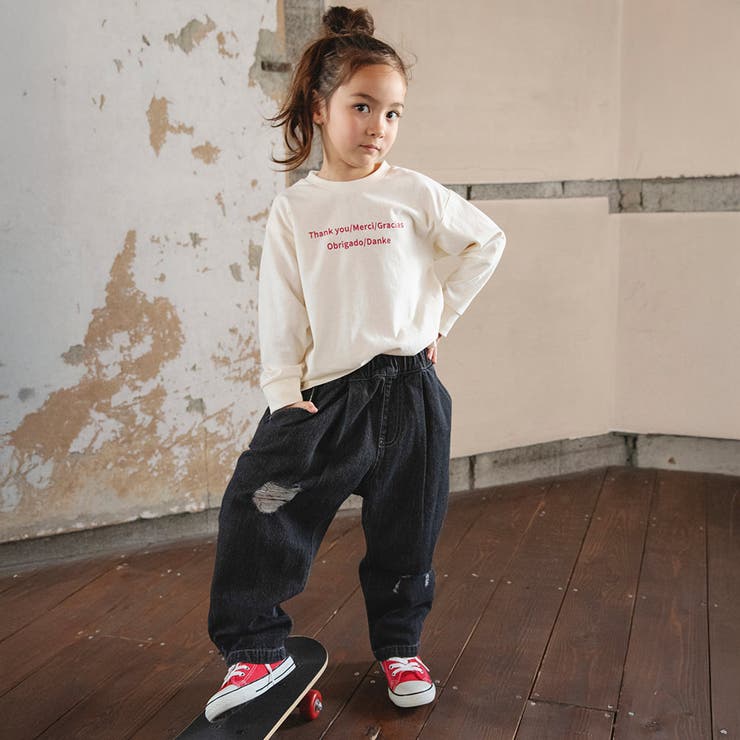 【WEB限定/DRC】オーバータッククラッシュデニムロングパンツ | ブランシェス | 詳細画像30 