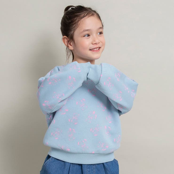 93_サックス_クマ総柄 | 【DRC 裏起毛】アソート グラフィック | ブランシェス