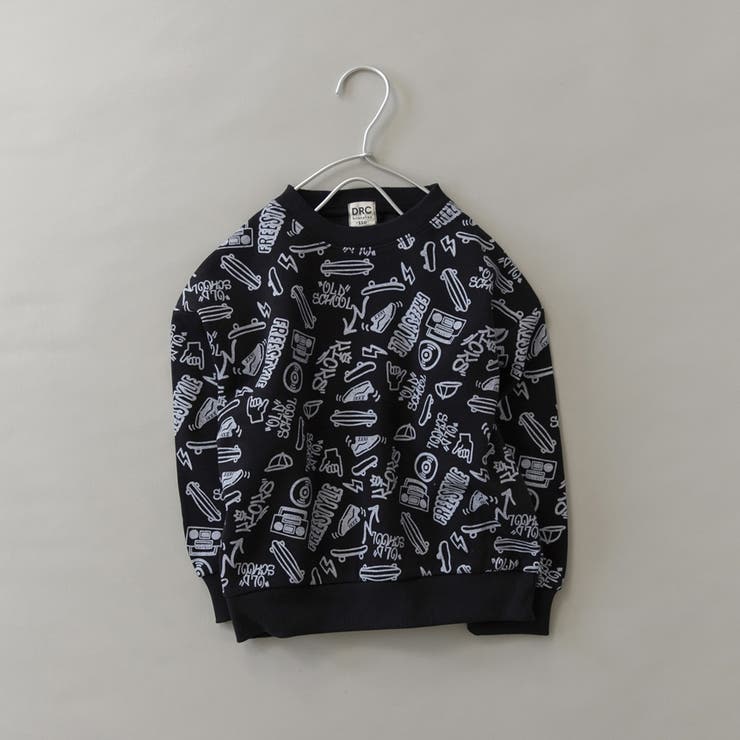 95_黒_手書き総柄 | アソート グラフィック トレーナー | ブランシェス