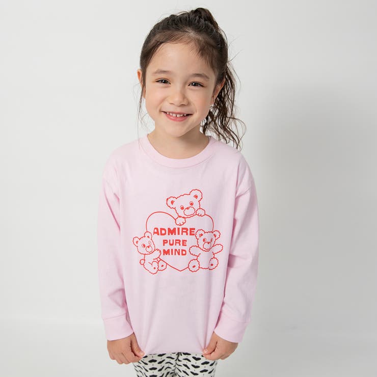 39_ピンク_くまハート | 【WEB限定/DRC】ガールズアソートグラフィック長袖Tシャツ | ブランシェス