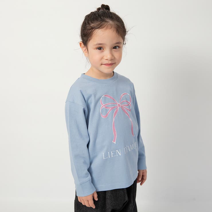 77_Bグレー_リボン | 【WEB限定/DRC】ガールズアソートグラフィック長袖Tシャツ | ブランシェス