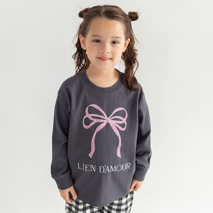 78_グレー_リボン | 【WEB限定/DRC】ガールズアソートグラフィック長袖Tシャツ | ブランシェス