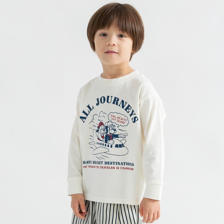 04_アイボリー_飛行機 | 【WEB限定/DRC】アソートグラフィック長袖Tシャツ | ブランシェス