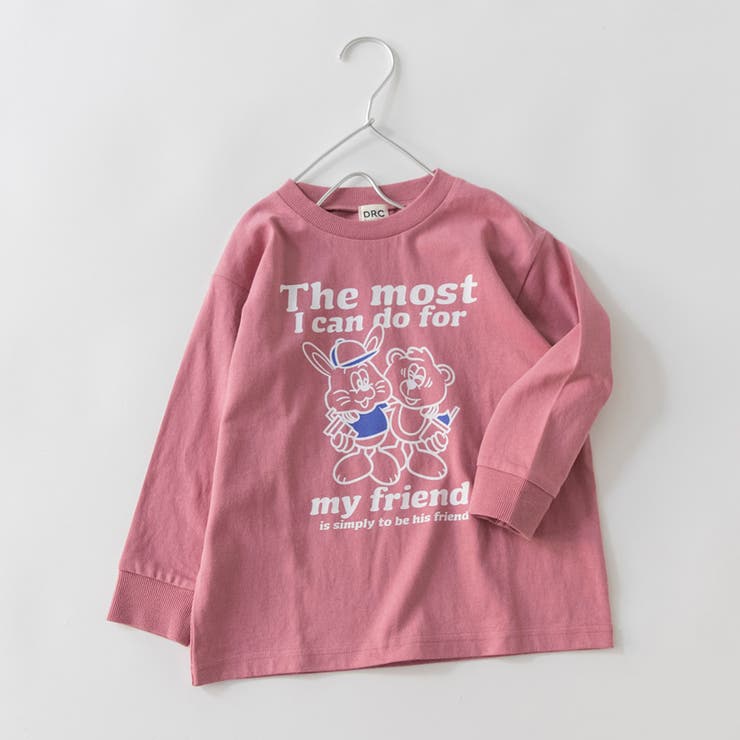37_ピンク_フレンド | 【WEB限定/DRC】アソートグラフィック長袖Tシャツ | ブランシェス
