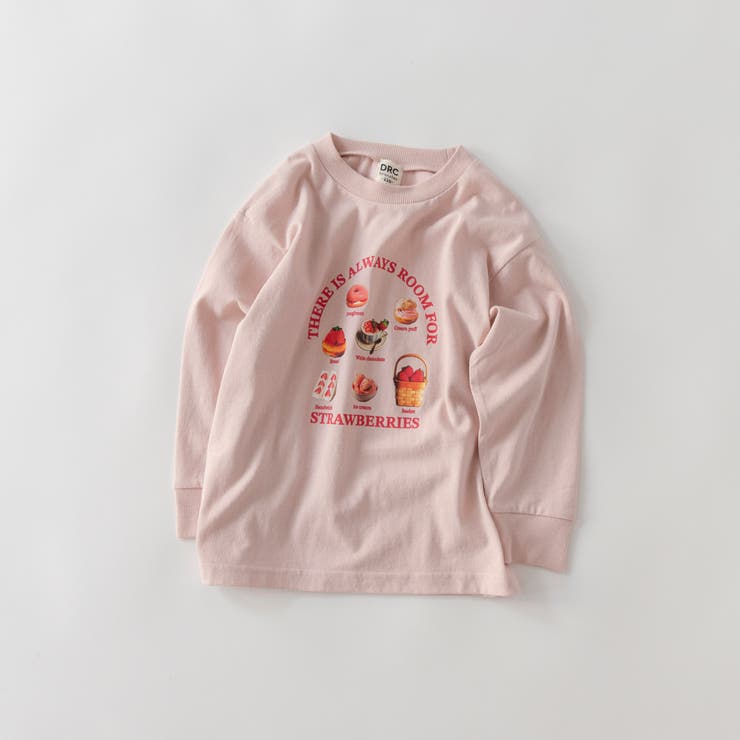 31:ピンク_苺スイーツ | 【WEB限定 DRC】アソート転写グラフィック長袖Tシャツ キッズ | ブランシェス
