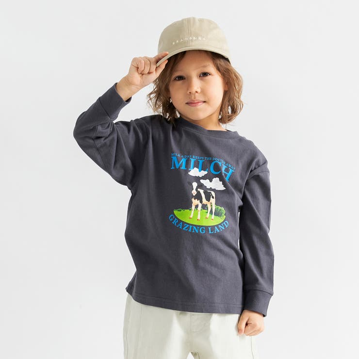 78:チャコールグレー | 【WEB限定 DRC】アソート転写グラフィック長袖Tシャツ キッズ | ブランシェス