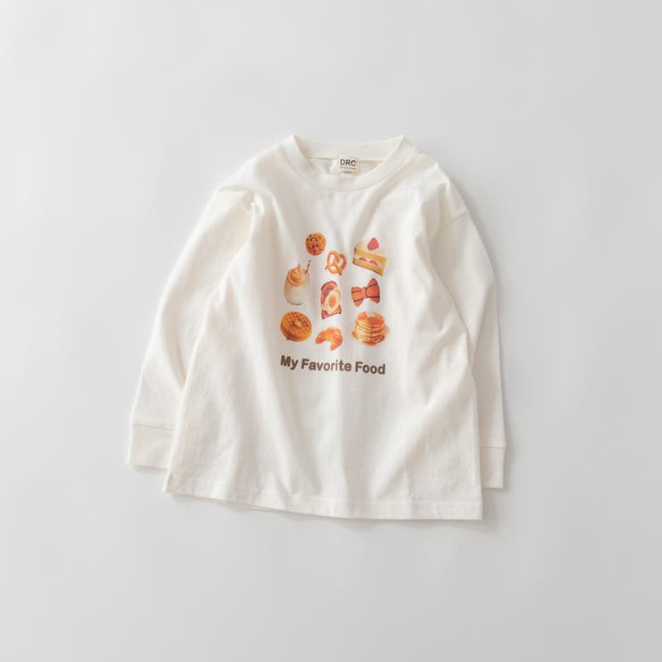 94:オフ白_好きなフード | 【WEB限定 DRC】アソート転写グラフィック長袖Tシャツ キッズ | ブランシェス