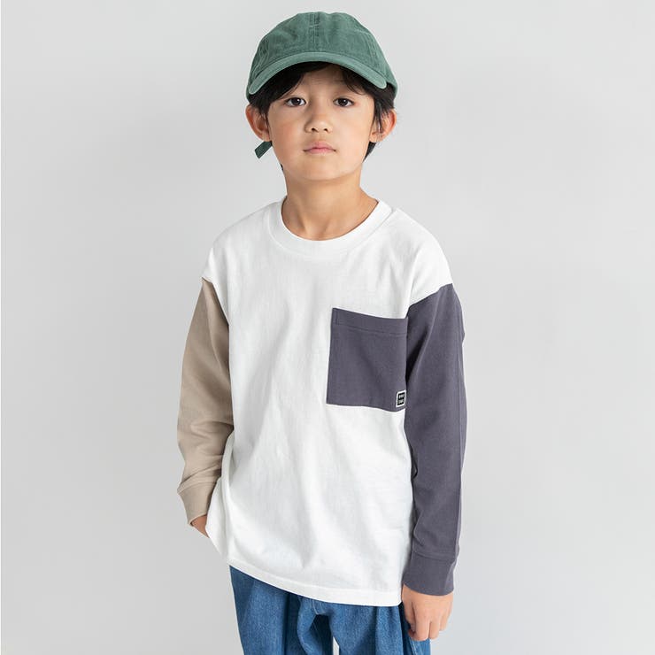 91_白-黒ポケット | 【WEB限定/DRC】ポケット長袖Tシャツ | ブランシェス