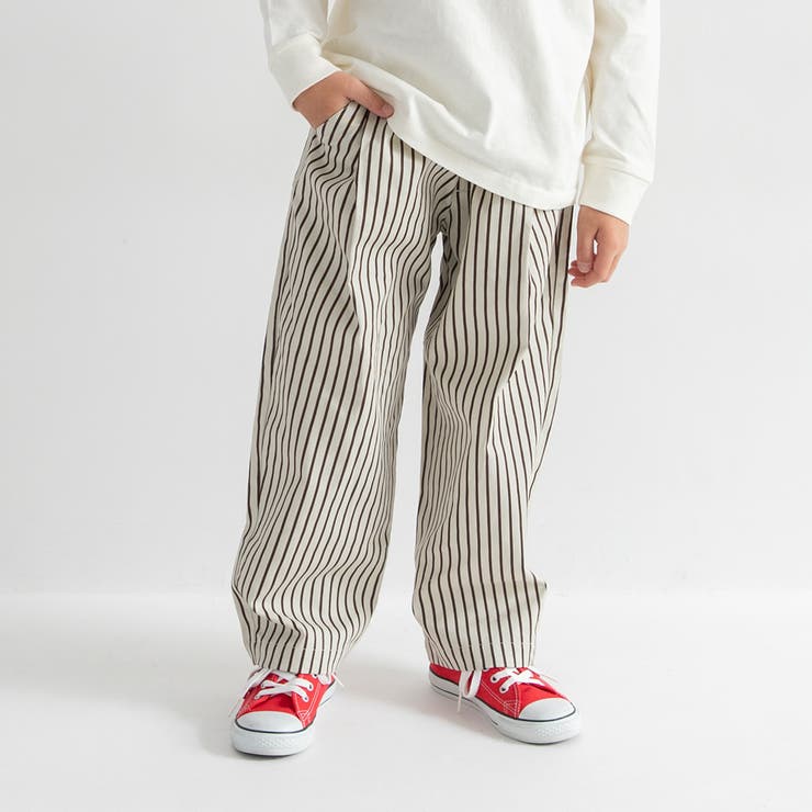 92_茶_ストライプ | 【WEB限定/DRC】サーカスツイルロングパンツ | ブランシェス