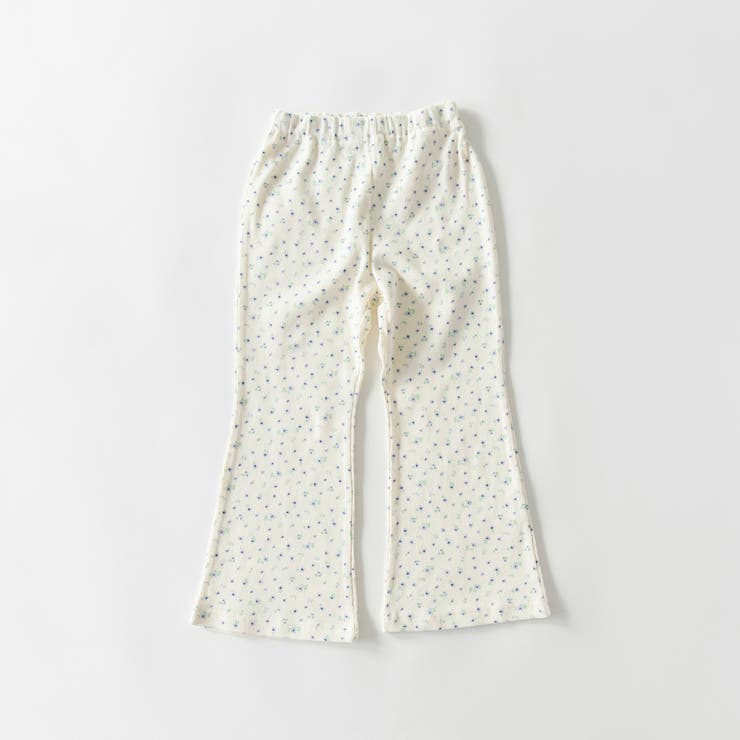 91:オフホワイト_小花柄 | 【WEB限定/DRC】リブフレアパンツ | ブランシェス