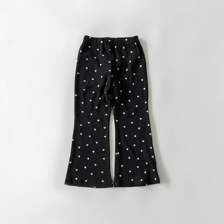 96:ブラック_ハート柄 | 【WEB限定/DRC】リブフレアパンツ | ブランシェス