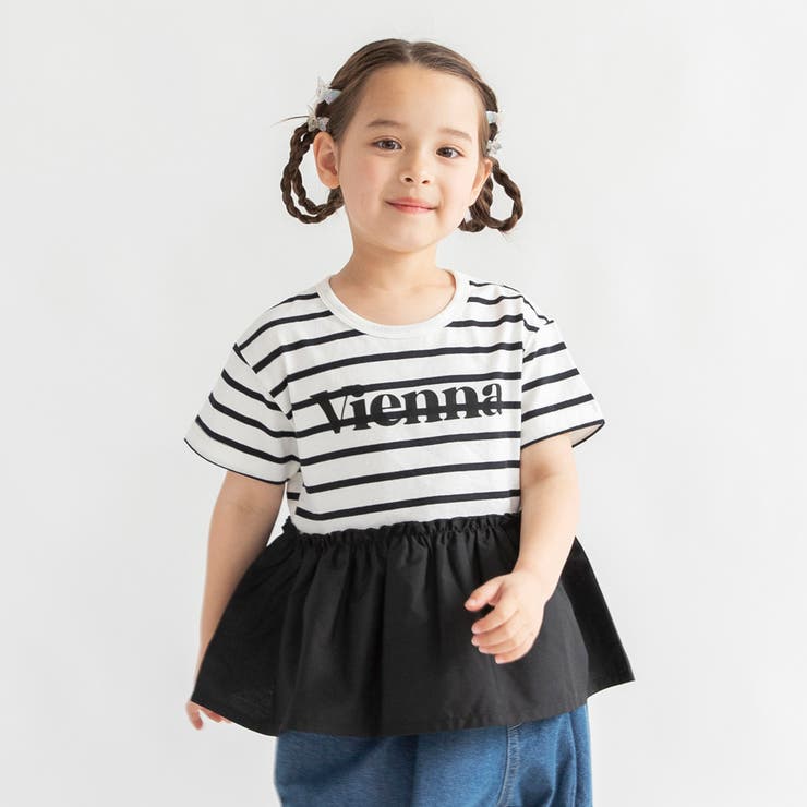 【DRC/WEB限定】異素材切替ロゴ半袖Tシャツ | ブランシェス | 詳細画像1 