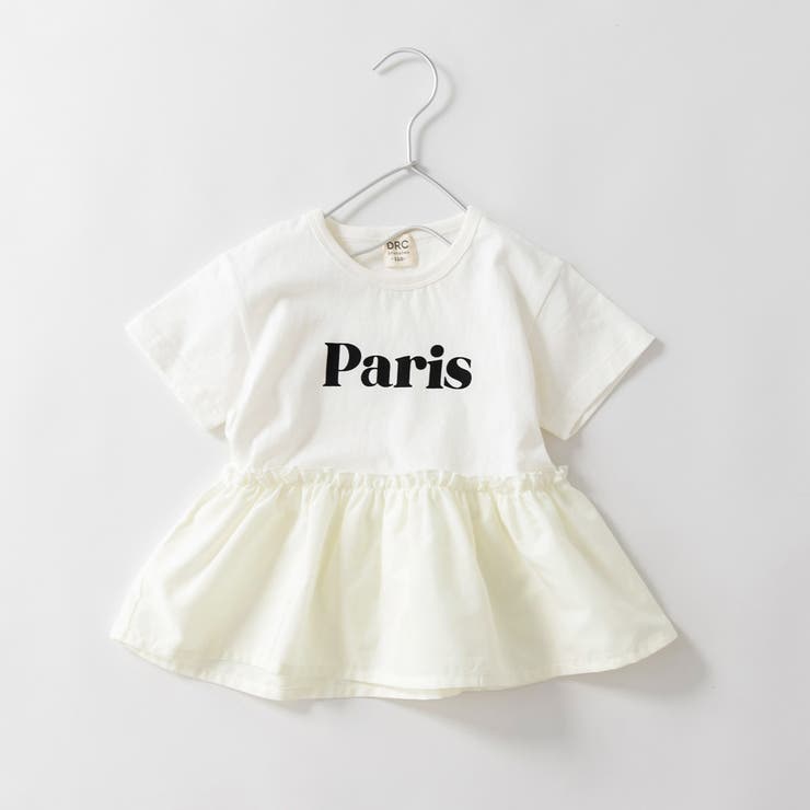 03:オフホワイト | 【DRC/WEB限定】異素材切替ロゴ半袖Tシャツ | ブランシェス