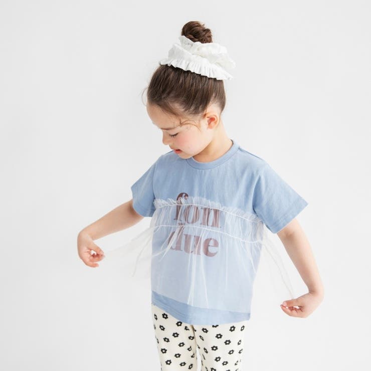 ブルーグレー | 【WEB限定/DRC】チュールドッキング半袖Tシャツ | ブランシェス