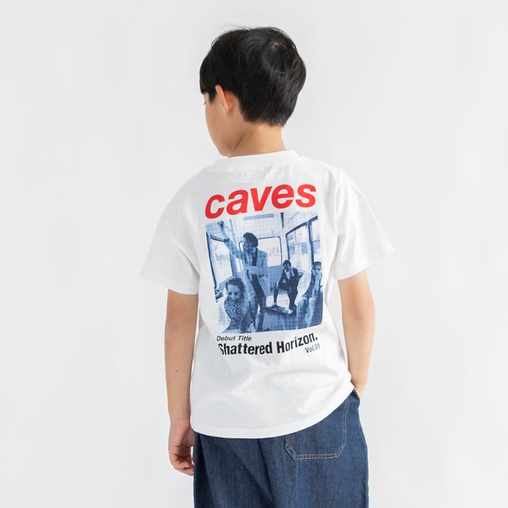 02:ホワイト_caves | 【DRC/WEB限定】アソートグラフィック半袖Tシャツ | ブランシェス