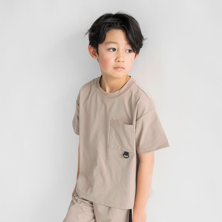 ベージュ | 【セットアップ可 アクティブテックス】吸水 速乾ポケット半袖Tシャツ | ブランシェス