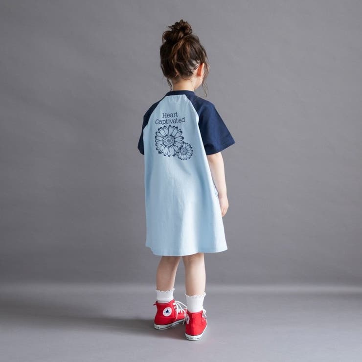 20:サックス | 【WEB限定/DRC】ラグラン半袖ワンピース | ブランシェス