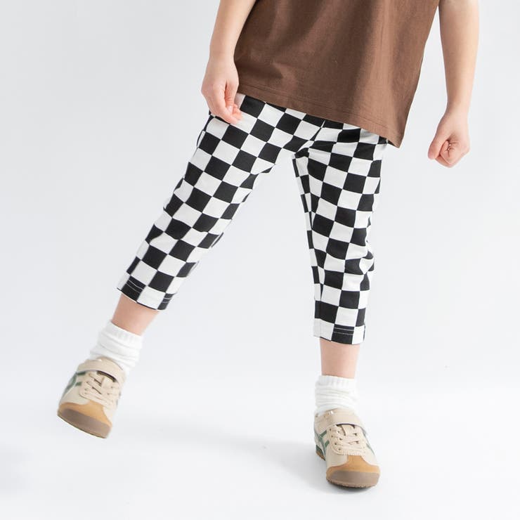 92:白_チェッカー | 【WEB限定 DRC】カットソー7分丈パンツ キッズ | ブランシェス