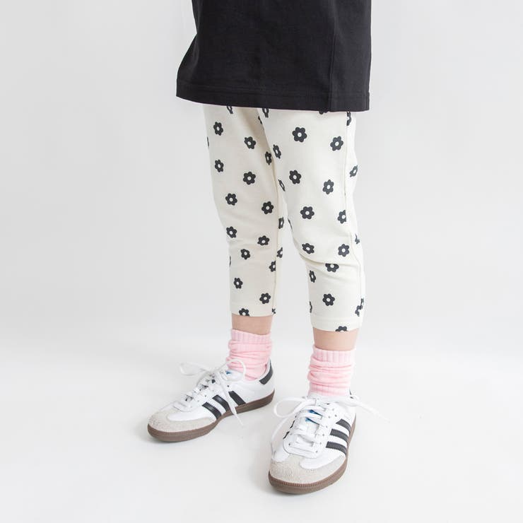 95:アイボリー_黒小花柄 | 【WEB限定 DRC】カットソー7分丈パンツ キッズ | ブランシェス