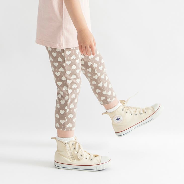 98:ベージュ_ハート柄 | 【WEB限定 DRC】カットソー7分丈パンツ キッズ | ブランシェス