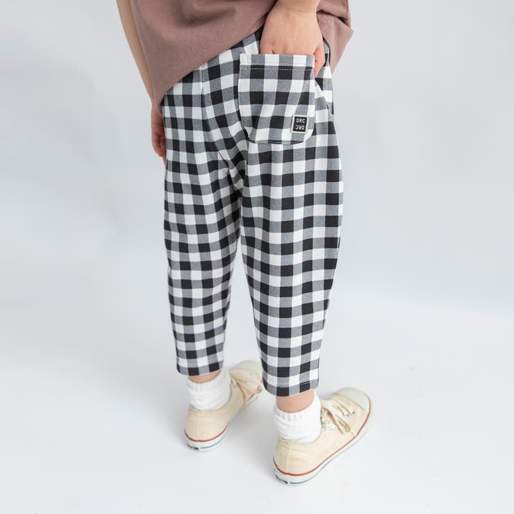 93:黒_ギンガム | 【WEB限定 DRC】ゆったりサイズ カットソー7分丈パンツ | ブランシェス