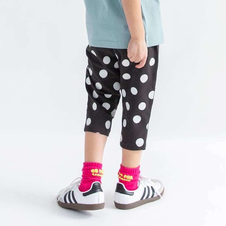 95:黒_ドット柄 | 【WEB限定 DRC】ゆったりサイズ カットソー7分丈パンツ | ブランシェス