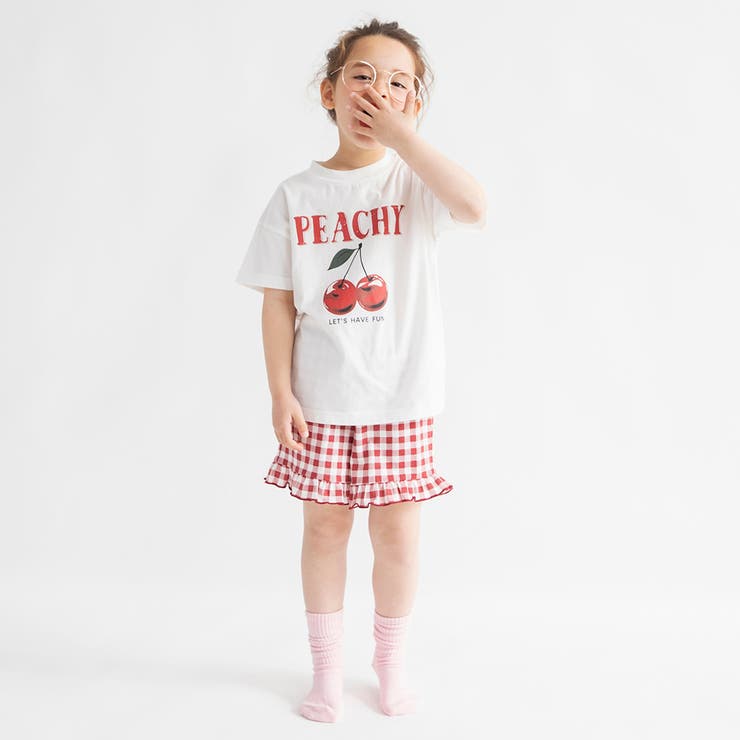 レッド | 【WEB限定/DRC】ギンガムフリル半袖パジャマ | ブランシェス