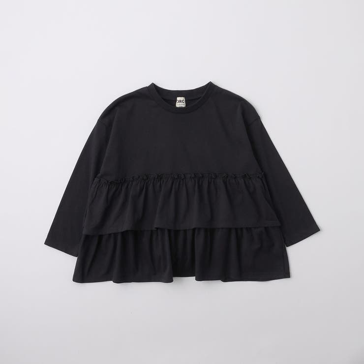 ブラック | 【WEB限定/DRC】2段フリル長袖Tシャツ トップス 通学 通園 150cm | ブランシェス