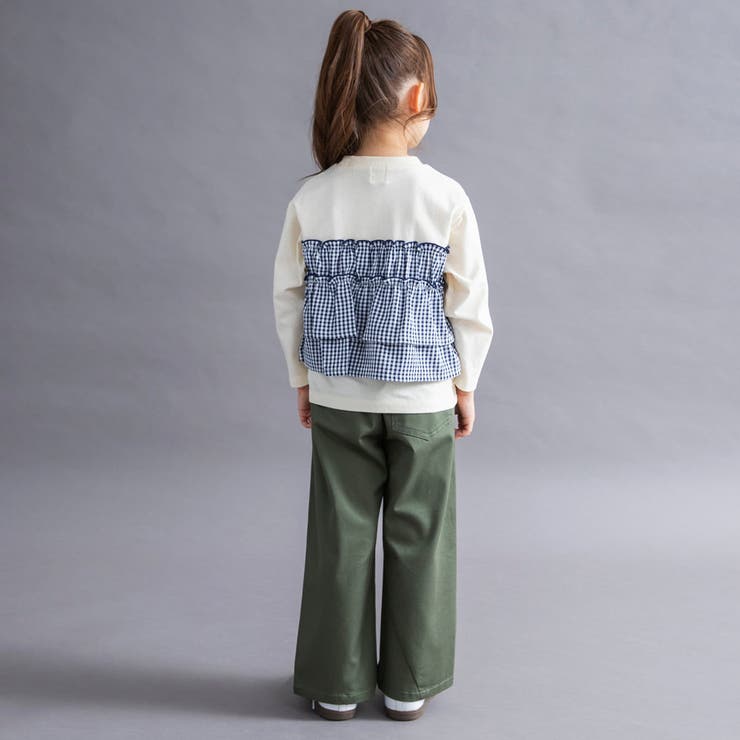 【WEB限定 DRC】チェックドッキング長袖Tシャツ フリル | ブランシェス | 詳細画像5 