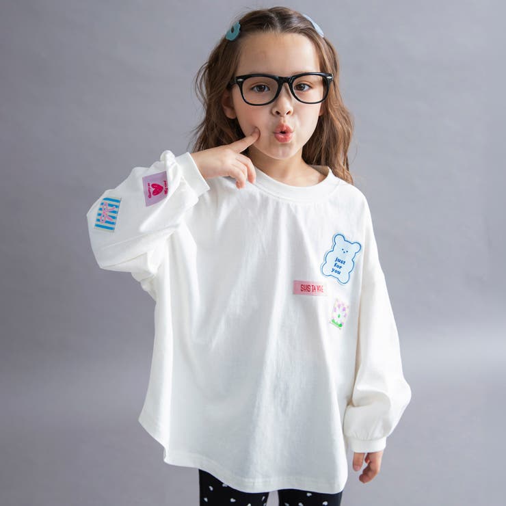 オフホワイト | 【WEB限定/DRC】ワッペン長袖Tシャツ150cm ジュニア 通園 通学 | ブランシェス