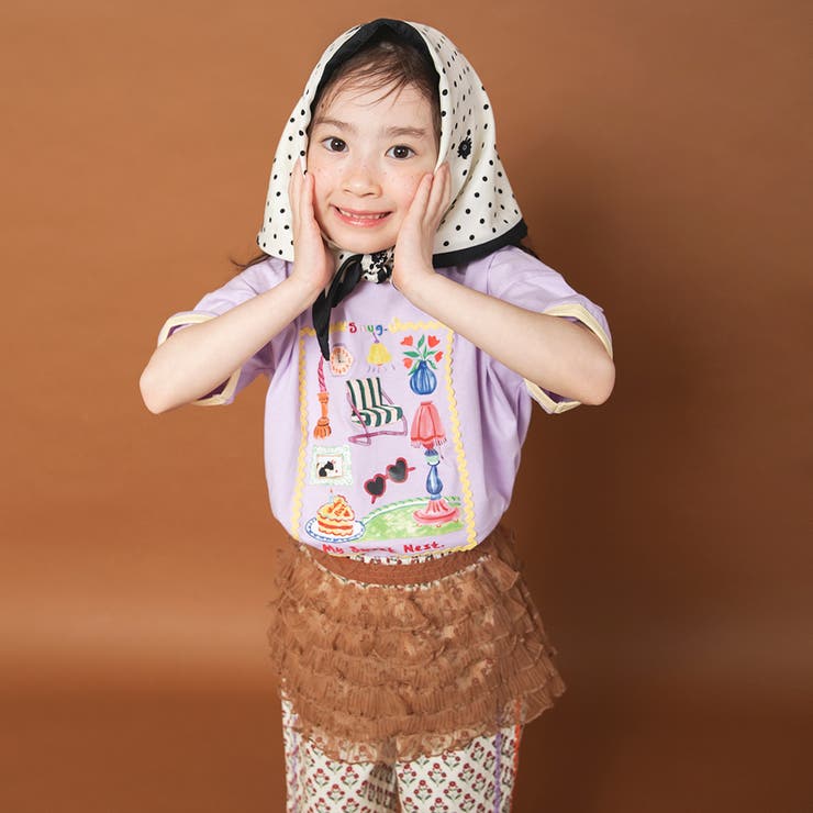 ラベンダー | 【WEB限定/りぃー×branshesコラボ】リンガー半袖Tシャツ | ブランシェス